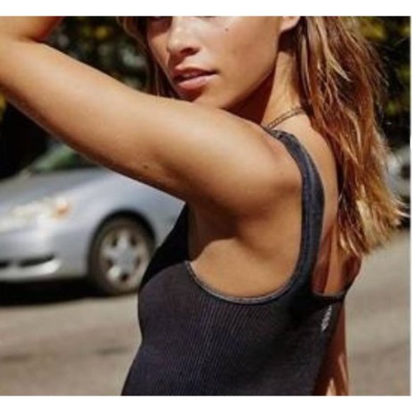 FREE PEOPLE MOVEMENT HAPPINESS DISTRESSED BLACK SQUARE NECK CROP SZ:M/L … - Picture 3 of 12